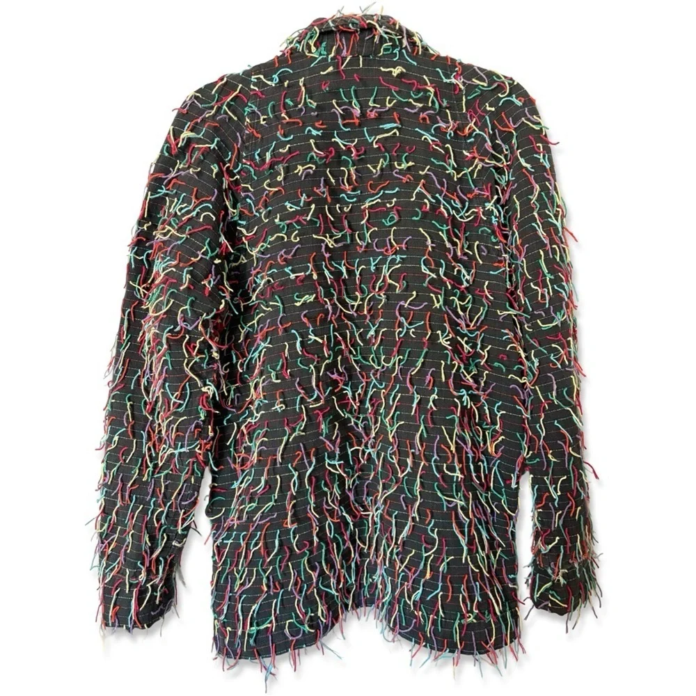 VINTAGE ICING Confetti Fringe Yarn Blazer Jacket